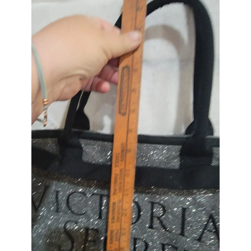 Victoria's Secret Silver Glitter Weekend Getaway Tote‎ Bag Large Duffel Sparkle